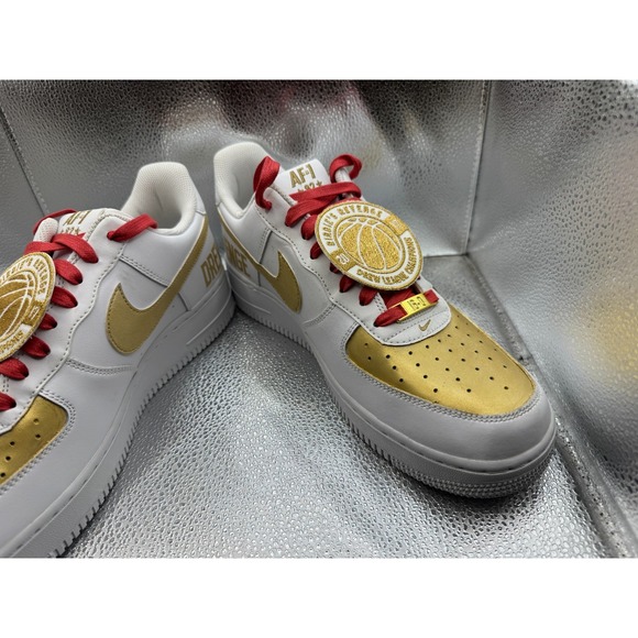 Size 10.5 Nike Air Force 1 Drew League‎ Low Mens White Gold Sneaker AA4083-102 main image 7
